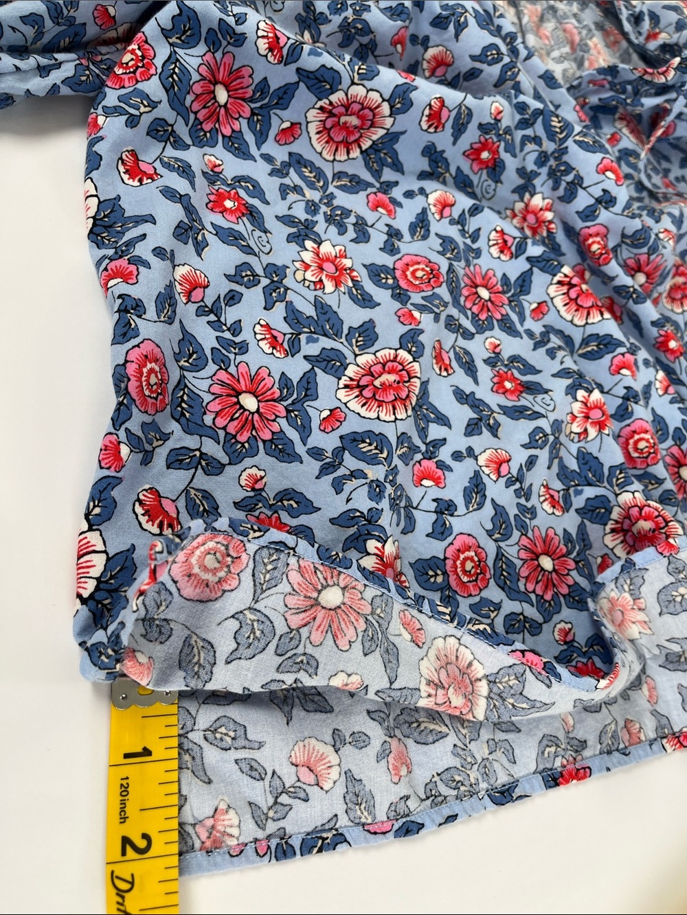 LOFT Blue Floral Puff-Sleeve Blouse with Red and Pink Flowers Sz XXL - Picture 7 of 9